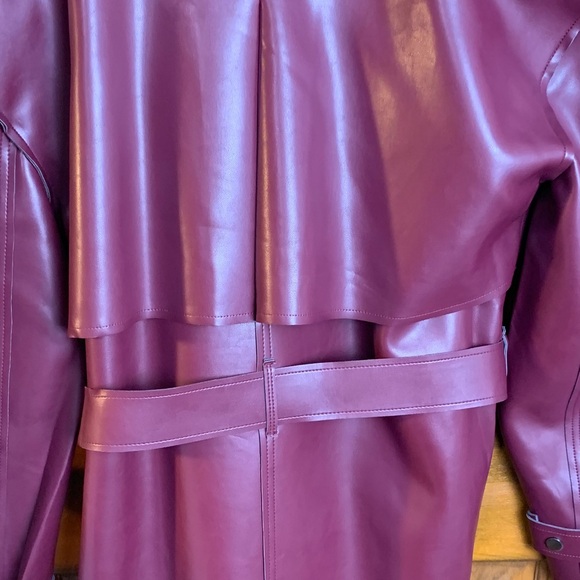 Naked Wardrobe Burgundy Trench Coat small vegan leather new with tags - Picture 8 of 10